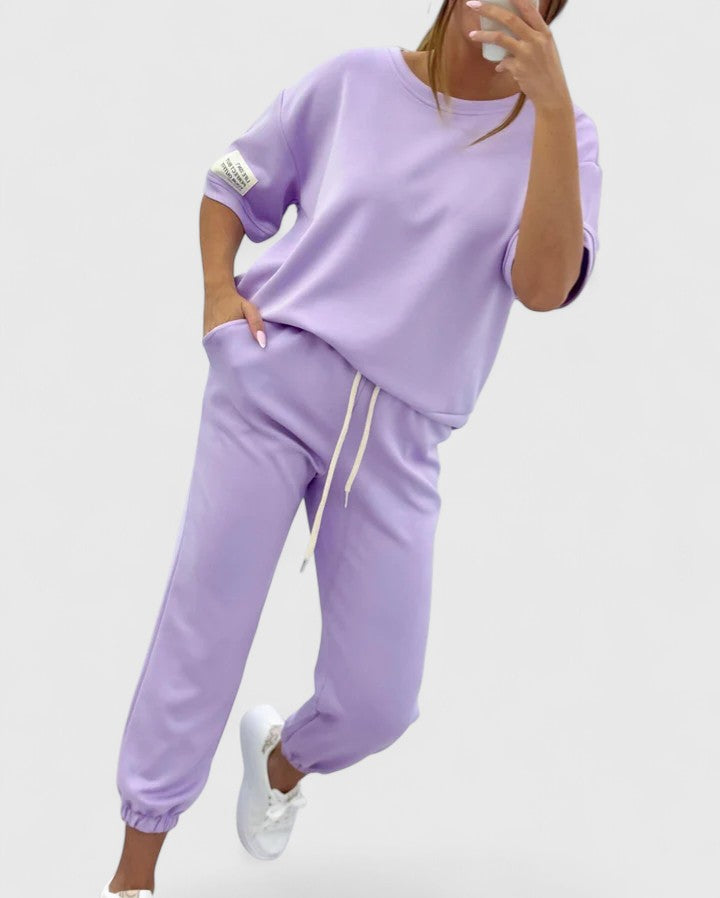 Susanna | Completo casual da donna con top e pantaloni a tinta unita