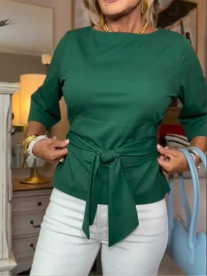 Azzurra | Maglietta casual da donna con fiocco da annodare