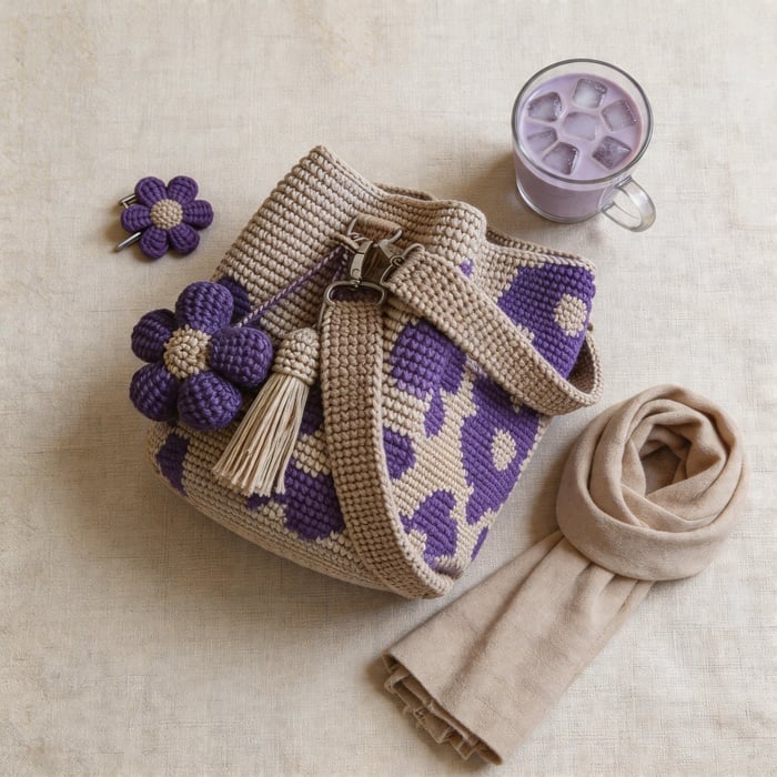 Flora | Borsa Tote Floreale all'Uncinetto Fatta a Mano