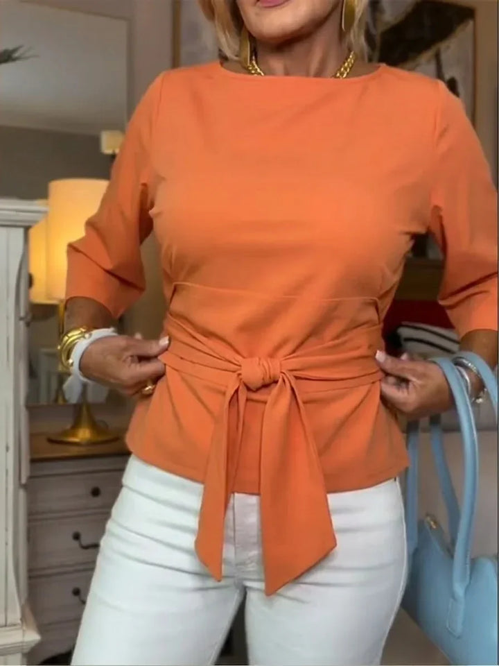 Azzurra | Maglietta casual da donna con fiocco da annodare