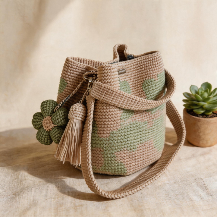 Flora | Borsa Tote Floreale all'Uncinetto Fatta a Mano