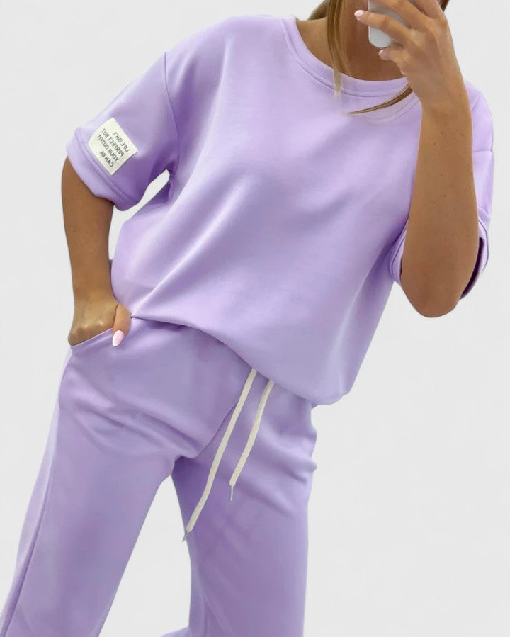 Susanna | Completo casual da donna con top e pantaloni a tinta unita