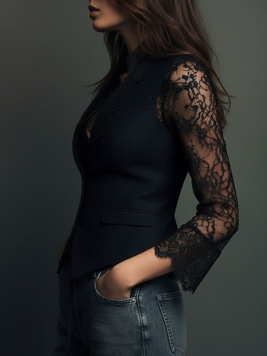 Daniela | Blazer nero con pizzo