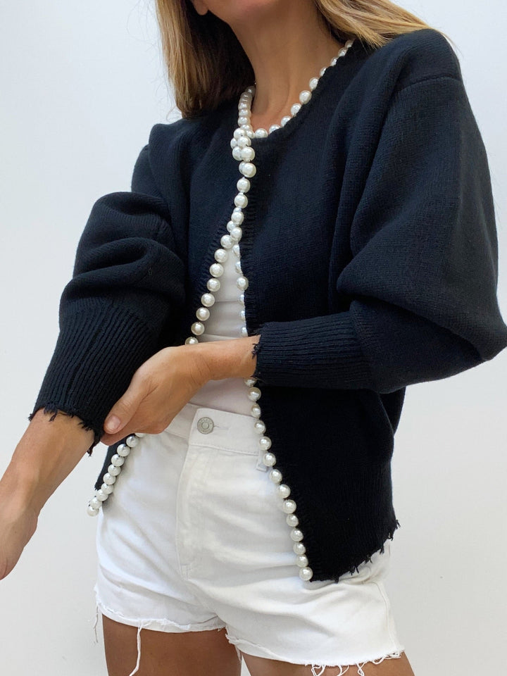 Erminia | Cardigan con bordo di perle