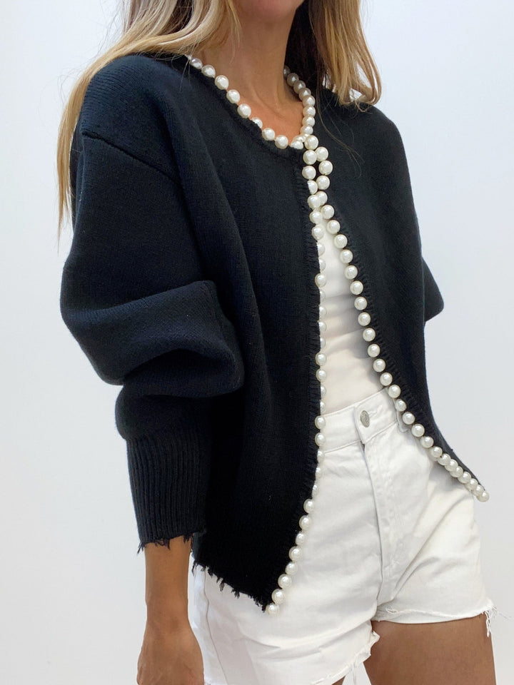 Erminia | Cardigan con bordo di perle