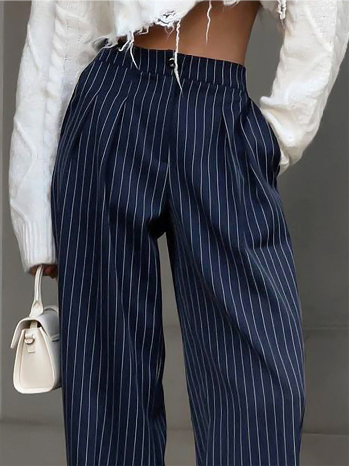Silvia | Pantaloni a gamba larga a pieghe a righe