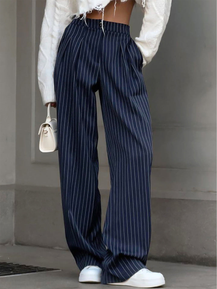 Silvia | Pantaloni a gamba larga a pieghe a righe