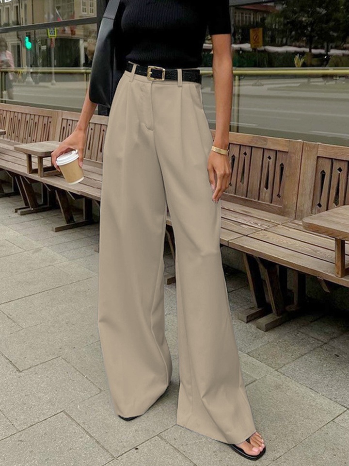 Clara | Pantaloni a gamba larga tinta unita senza cintura
