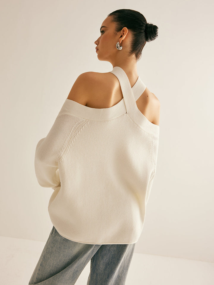Marina | Maglione a collo incrociato e spalle scoperte