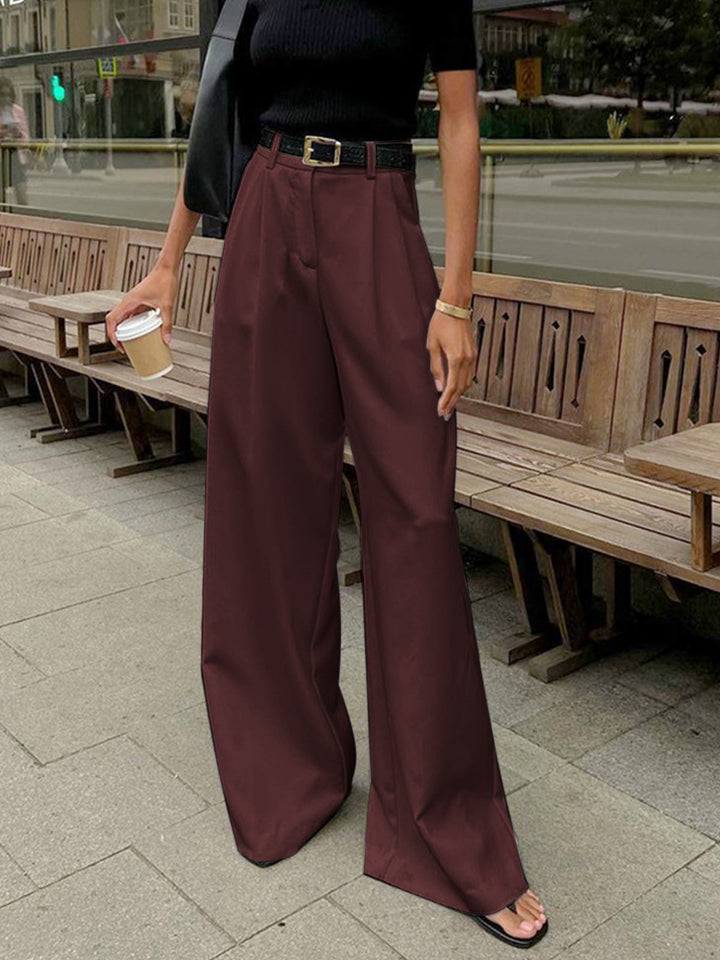 Clara | Pantaloni a gamba larga tinta unita senza cintura