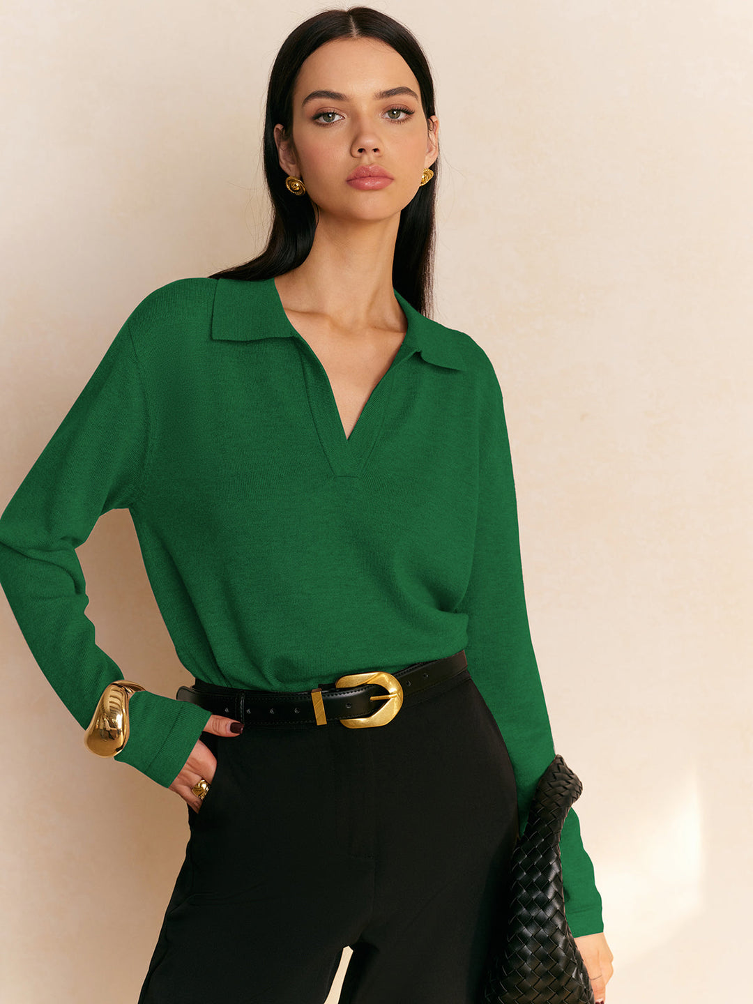 Natalia | Maglia fine con collo a polo