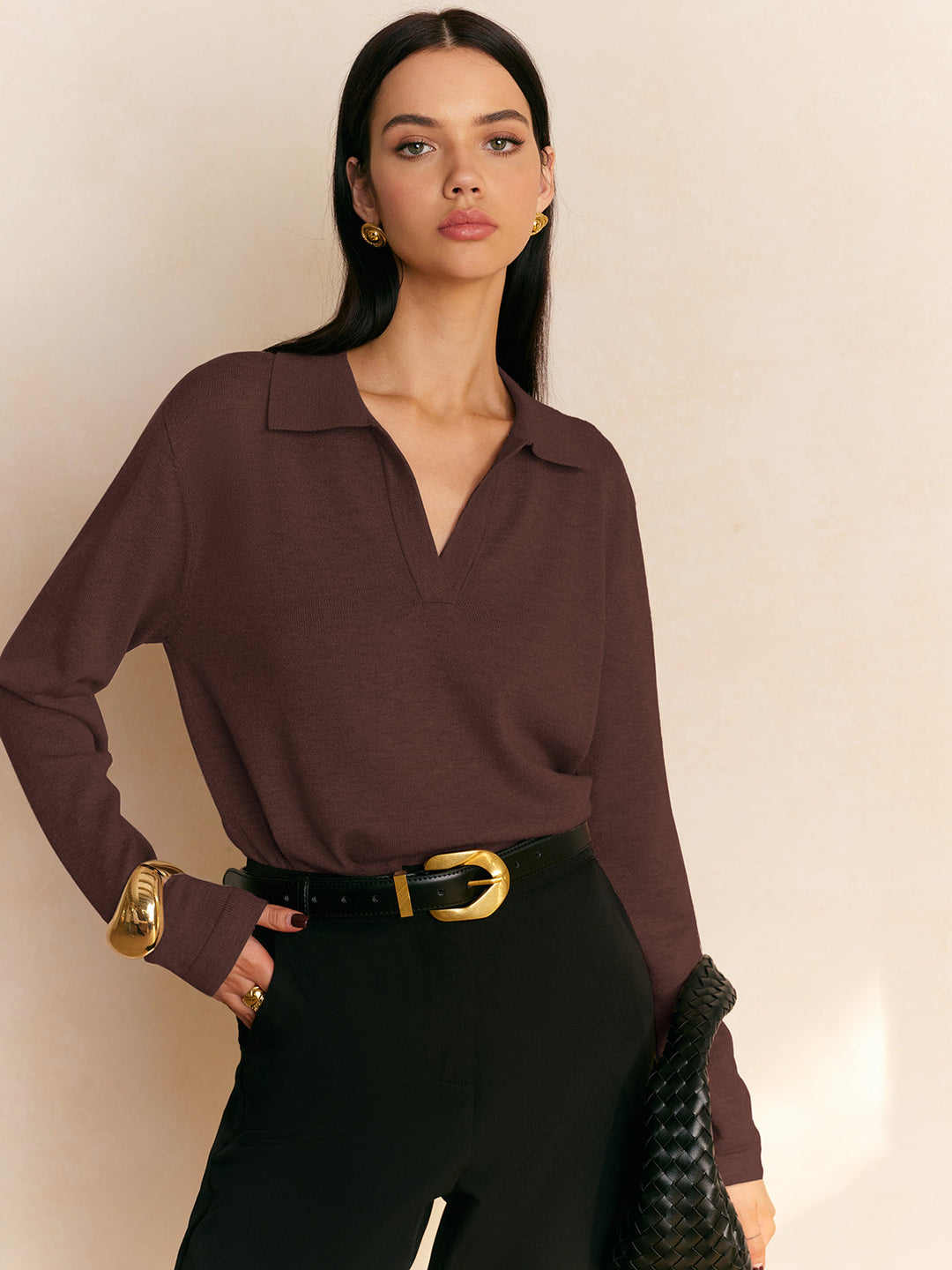 Natalia | Maglia fine con collo a polo