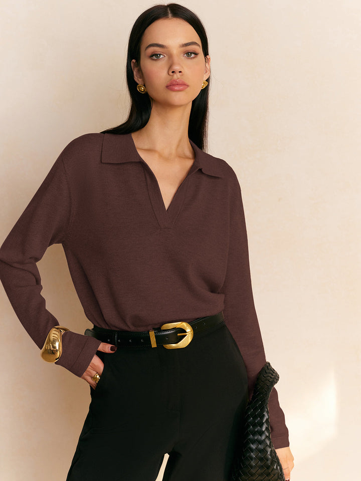 Natalia | Maglia fine con collo a polo