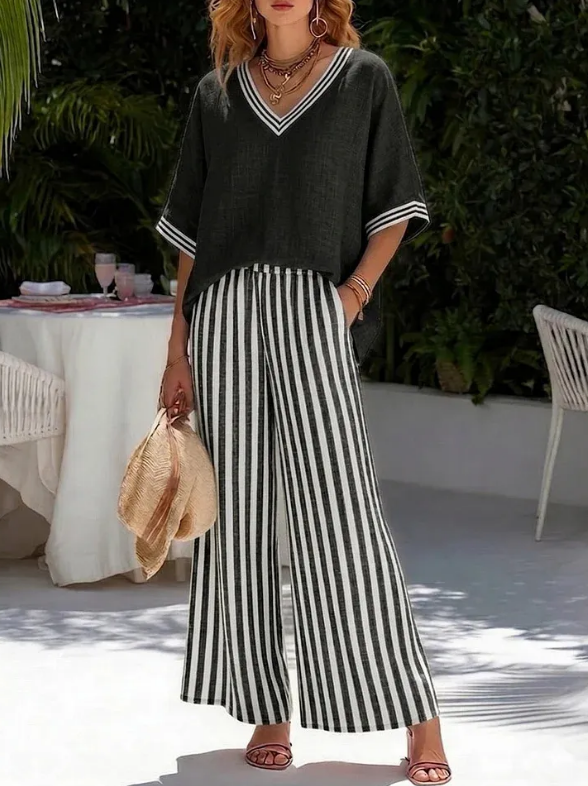 Beatrice | Completo a righe in lino e cotone, elegante e disinvolto