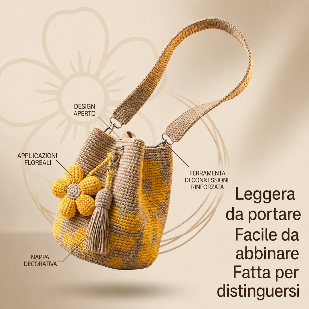 Flora | Borsa Tote Floreale all'Uncinetto Fatta a Mano