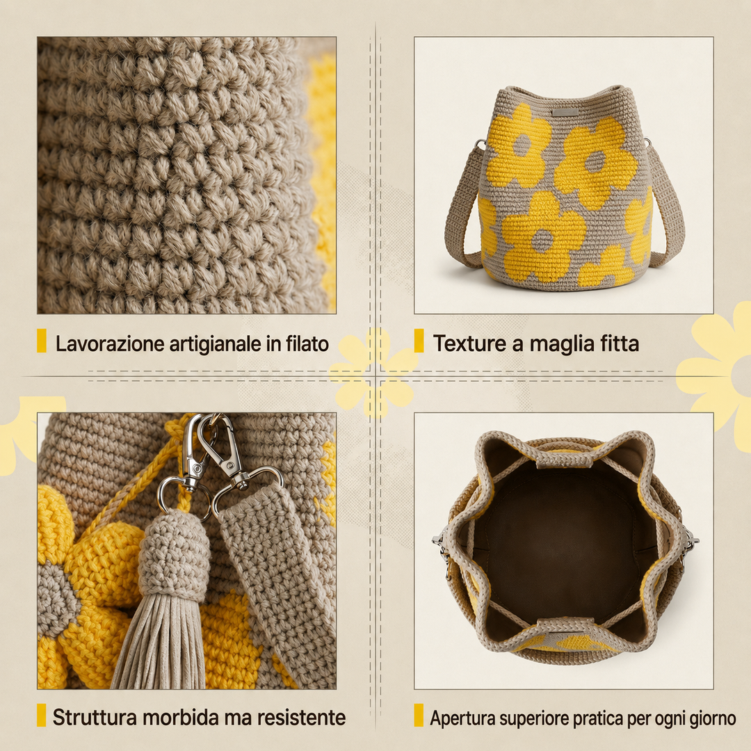 Flora | Borsa Tote Floreale all'Uncinetto Fatta a Mano