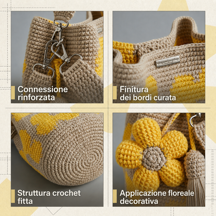 Flora | Borsa Tote Floreale all'Uncinetto Fatta a Mano