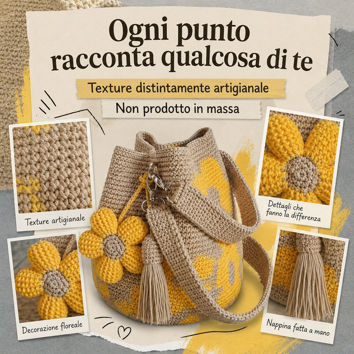 Flora | Borsa Tote Floreale all'Uncinetto Fatta a Mano