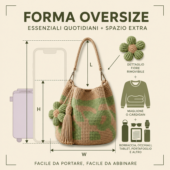Flora | Borsa Tote Floreale all'Uncinetto Fatta a Mano