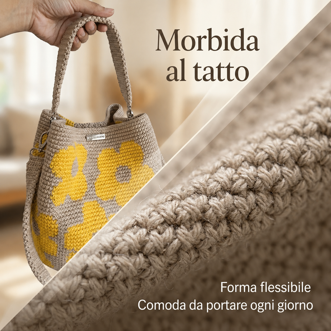Flora | Borsa Tote Floreale all'Uncinetto Fatta a Mano