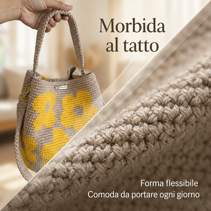Flora | Borsa Tote Floreale all'Uncinetto Fatta a Mano