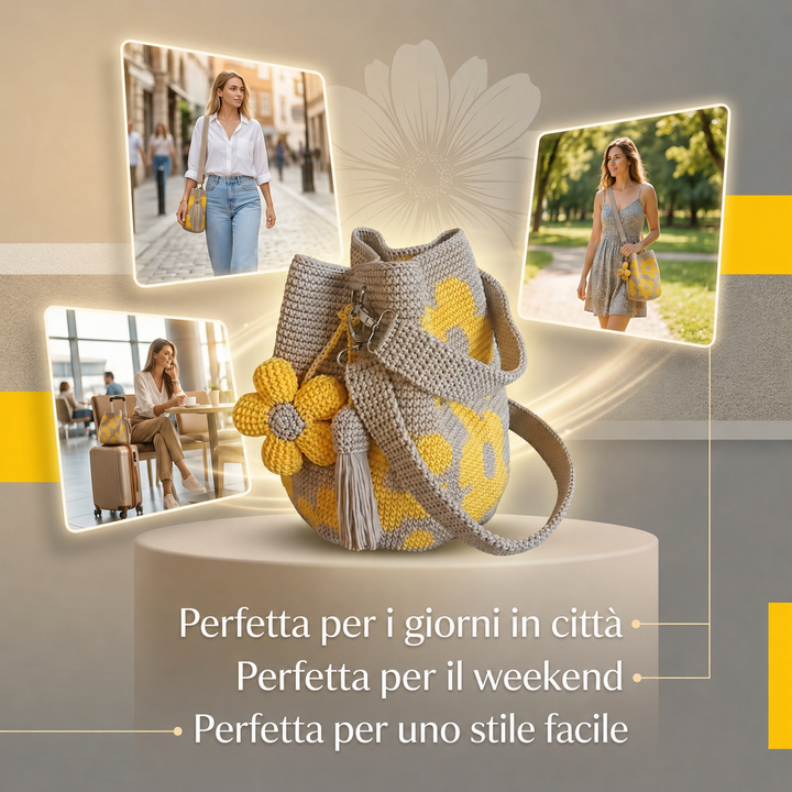 Flora | Borsa Tote Floreale all'Uncinetto Fatta a Mano