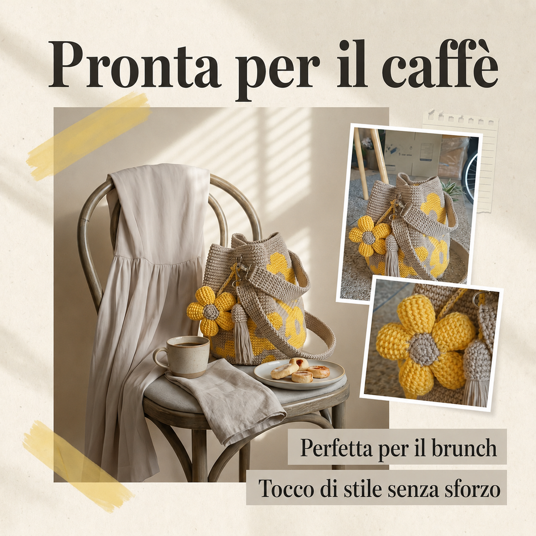 Flora | Borsa Tote Floreale all'Uncinetto Fatta a Mano