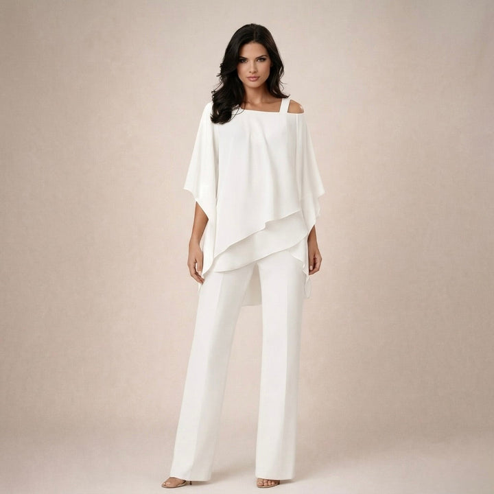 Cecilia | Elegante completo con blusa a balze