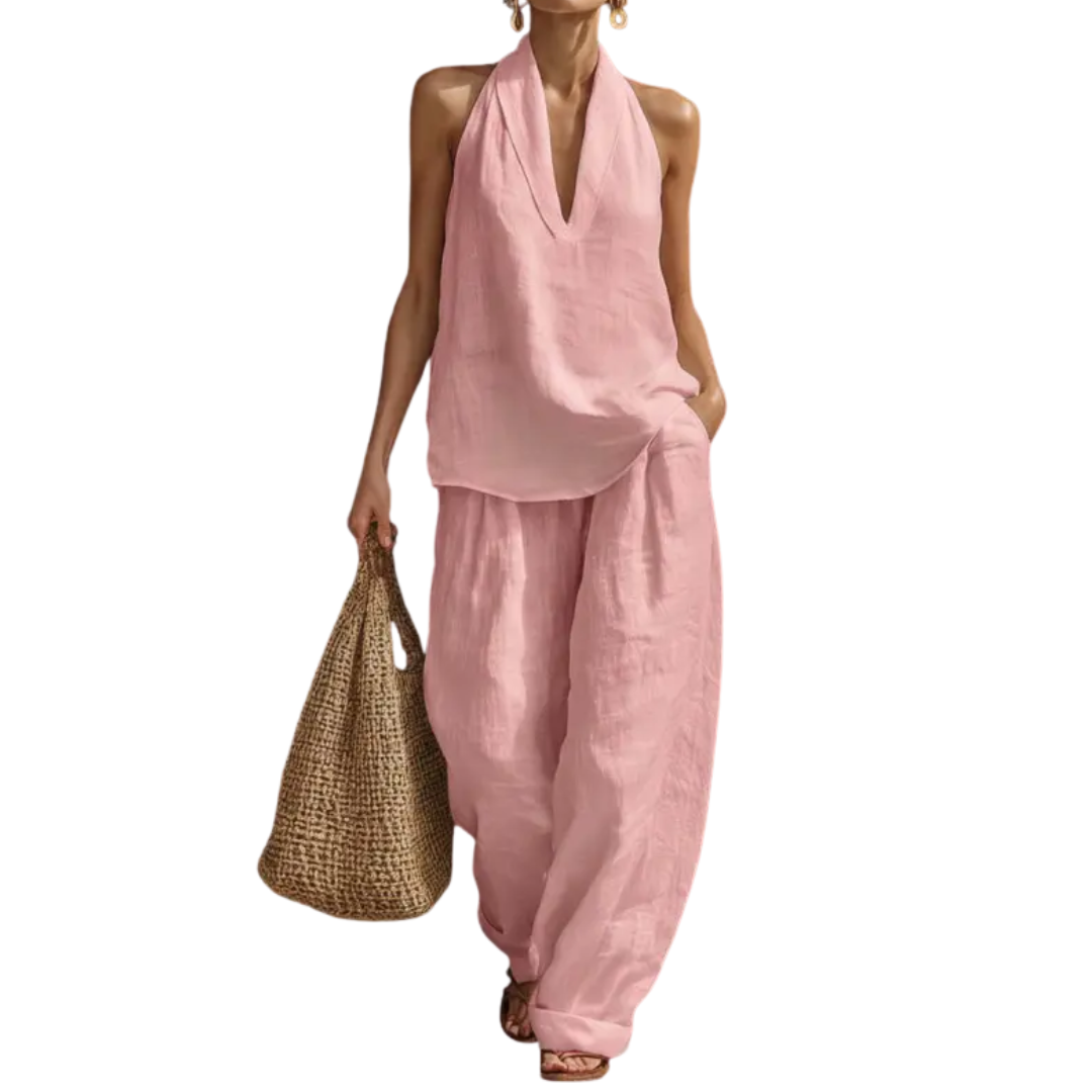 Manuela | Completo due pezzi con scollo all'americana e pantaloni ampi
