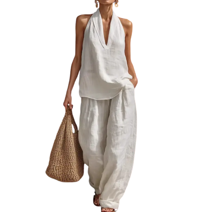 Manuela | Completo due pezzi con scollo all'americana e pantaloni ampi