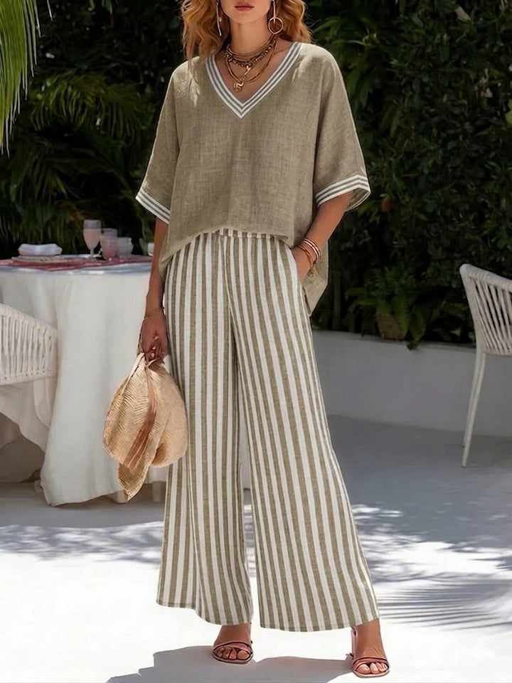 Beatrice | Completo a righe in lino e cotone, elegante e disinvolto