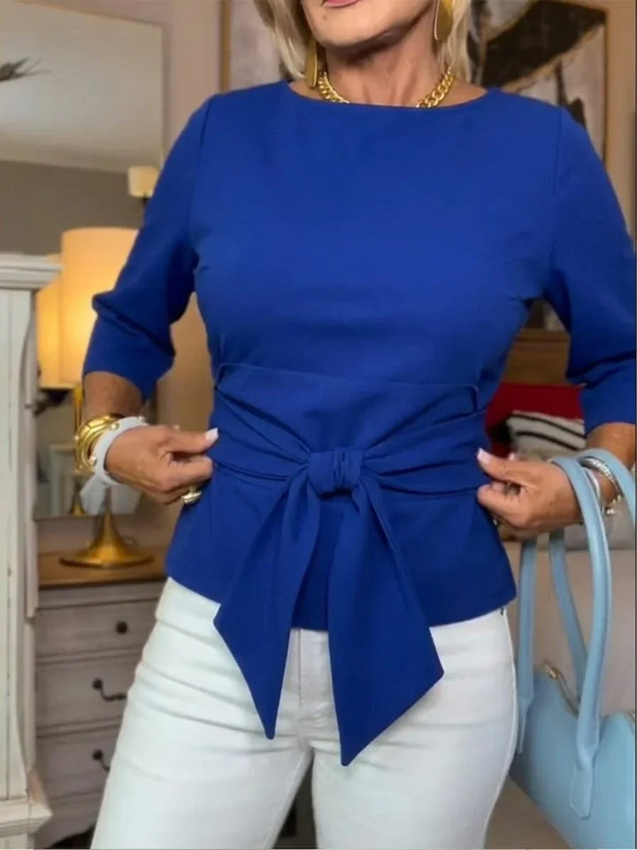 Azzurra | Maglietta casual da donna con fiocco da annodare