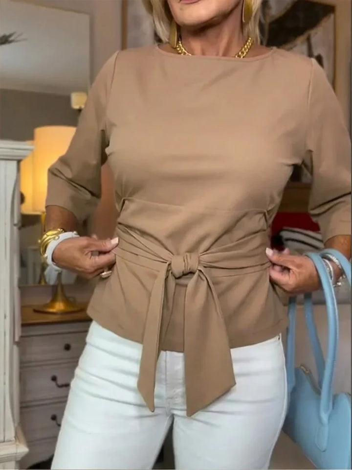 Azzurra | Maglietta casual da donna con fiocco da annodare