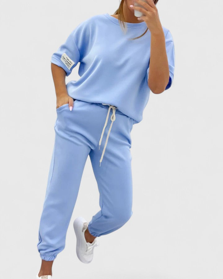 Susanna | Completo casual da donna con top e pantaloni a tinta unita