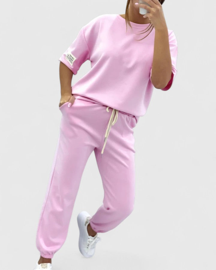 Susanna | Completo casual da donna con top e pantaloni a tinta unita