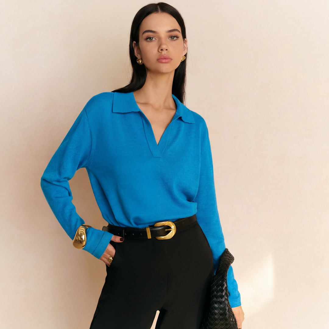 Natalia | Maglia fine con collo a polo
