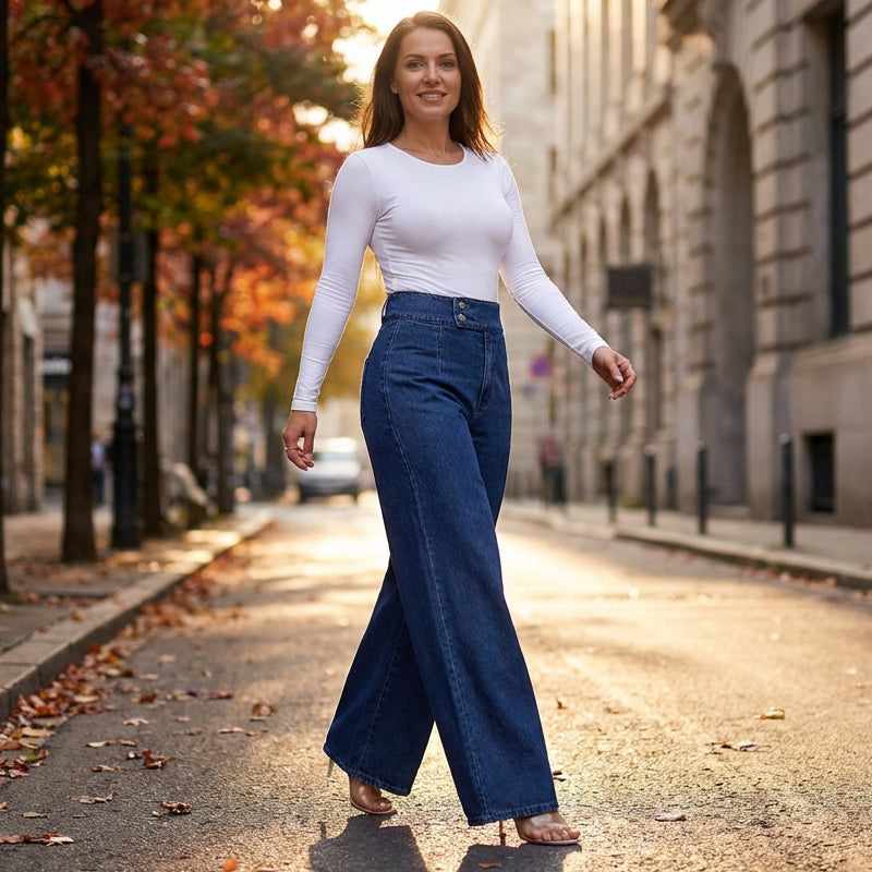 Sara | Jeans da donna a vita alta e gamba larga