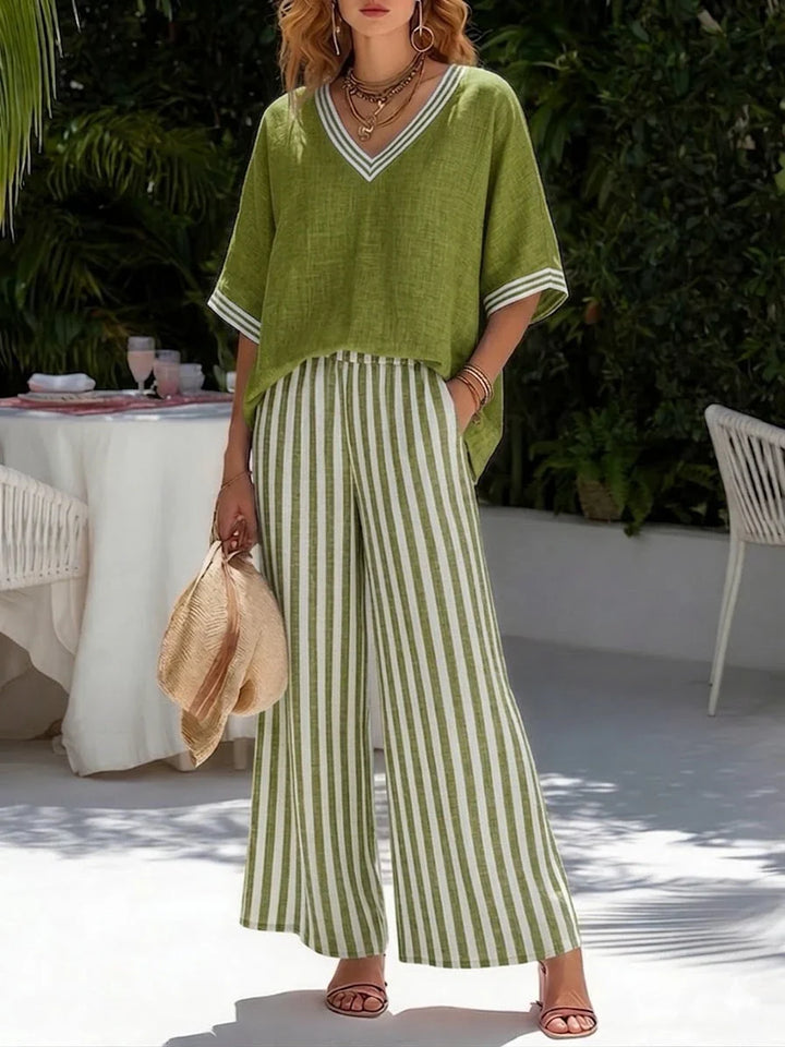 Beatrice | Completo a righe in lino e cotone, elegante e disinvolto